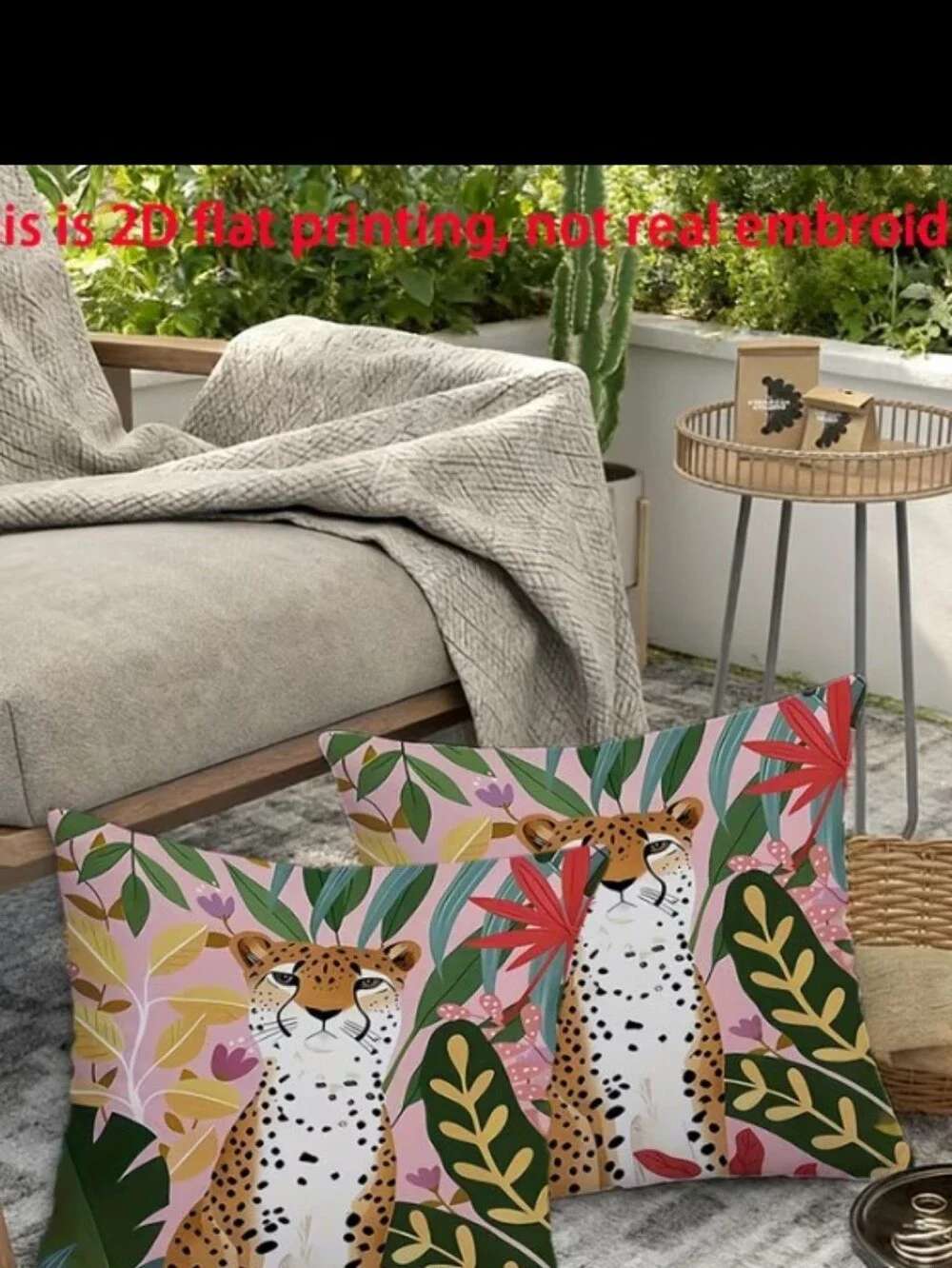 Tropical Leopard Decorative Pillow Cover - Pink, Coral, Green